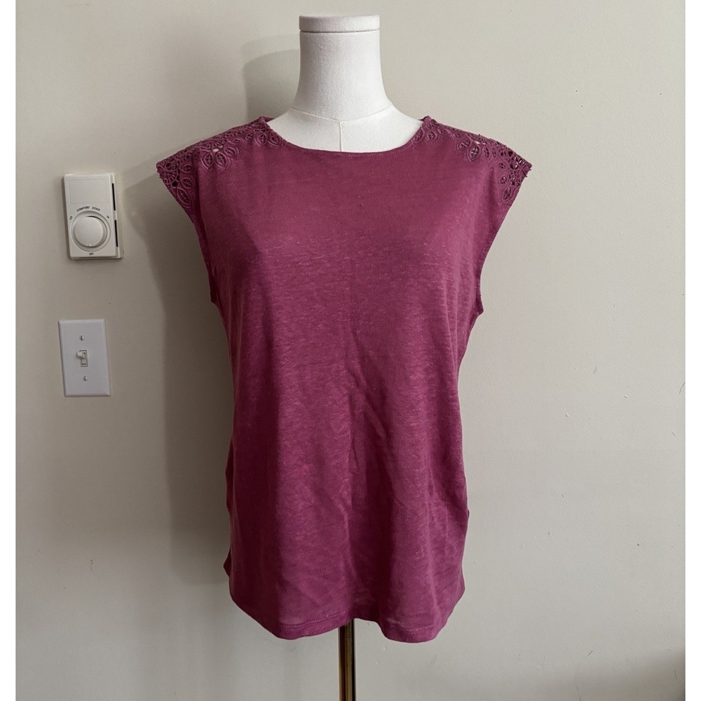 NWT Boden Linen Top Lace Knit Womens XS Small Oversized Stretch Preppy
